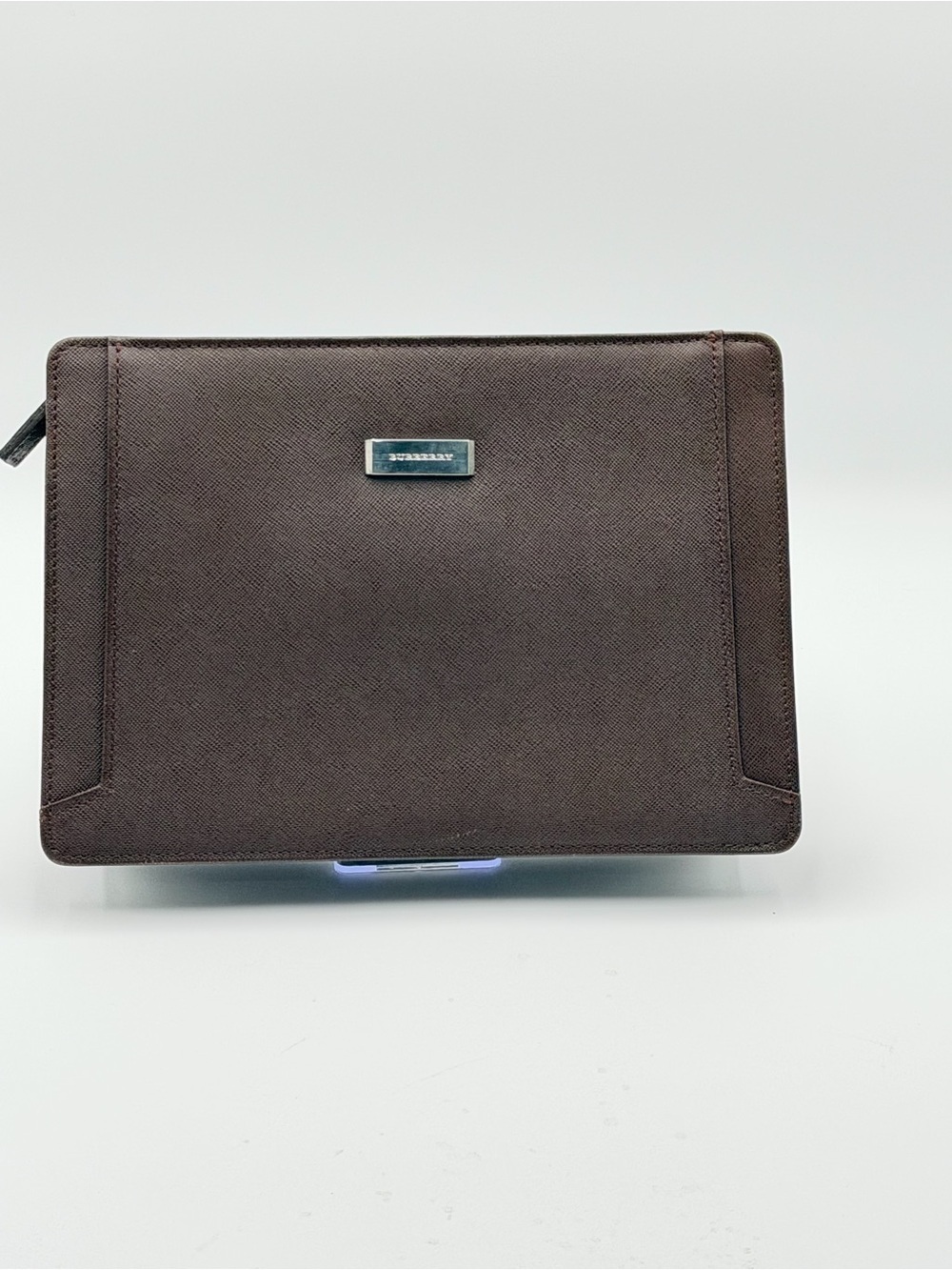 Burberry Men’s Saffiano Leather Top Zip Wristlet Pouch